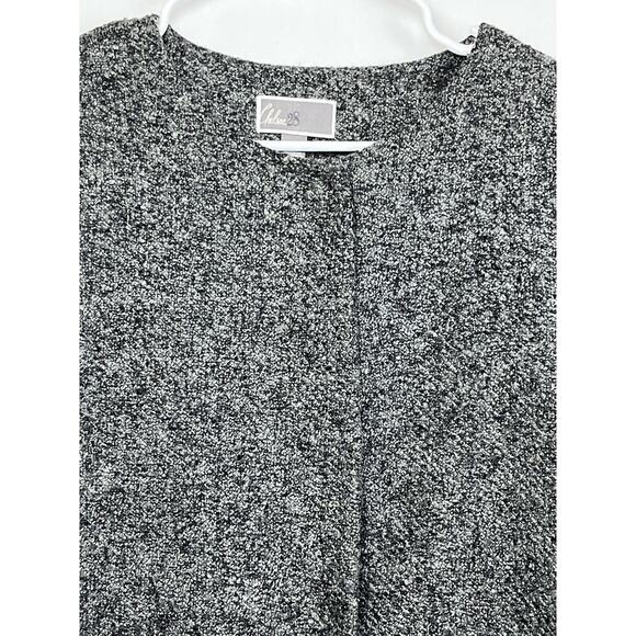 Chelsea 28 Women's Size Med Black/Gray Open Front Collarless Sweater Cardigan - Picture 4 of 9